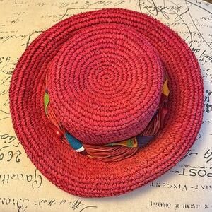 Toucan Collection New York 100% Natural Straw Hat Red ❤️ Chili Peppers 🌶️ New ⭐️